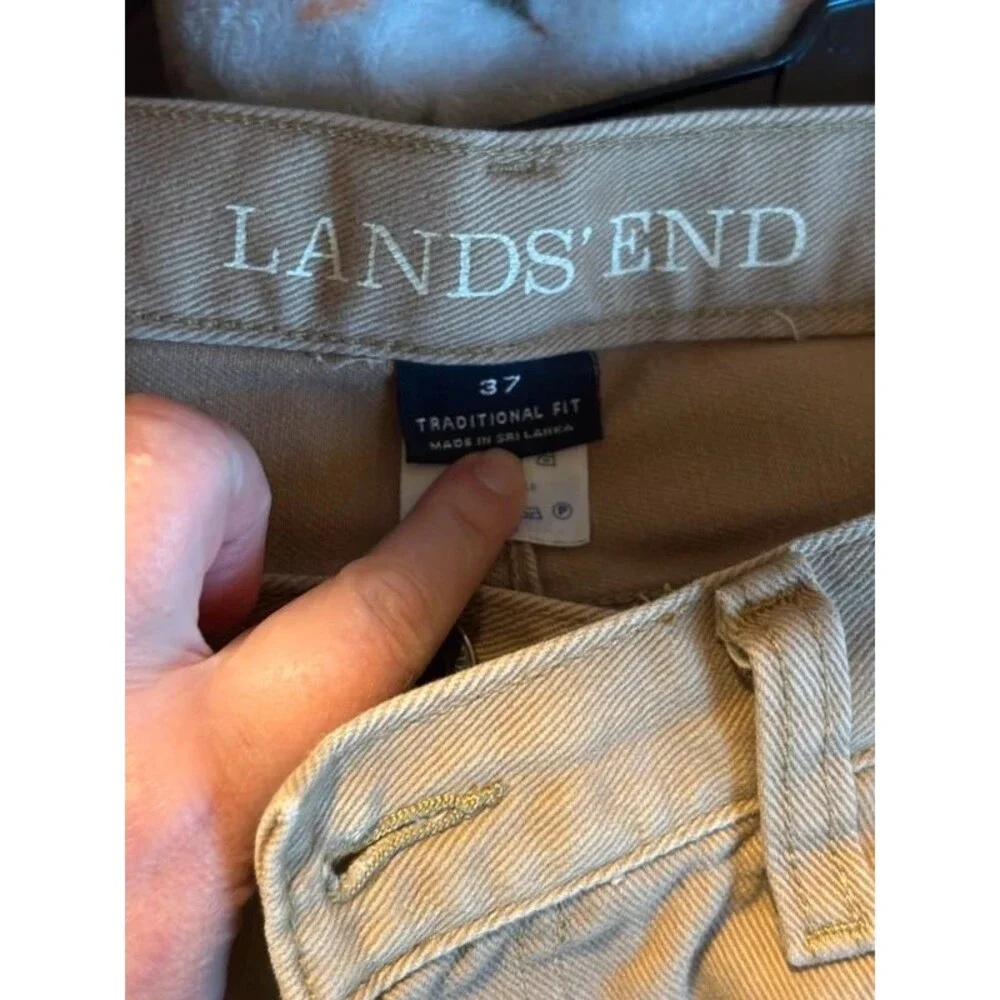 37 Lands' End Men's Traditional Fit 5-Pocket Pants 100% Cotton Tan Beige